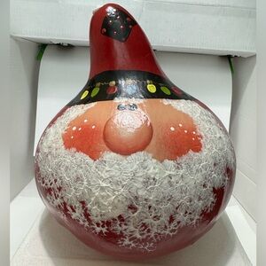 Gourd Hand painted Santa Christmas lights going around the rim
